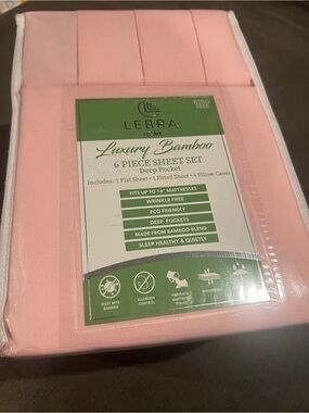 Home Luxury Bamboo 6-Piece Sheet Set - Pink